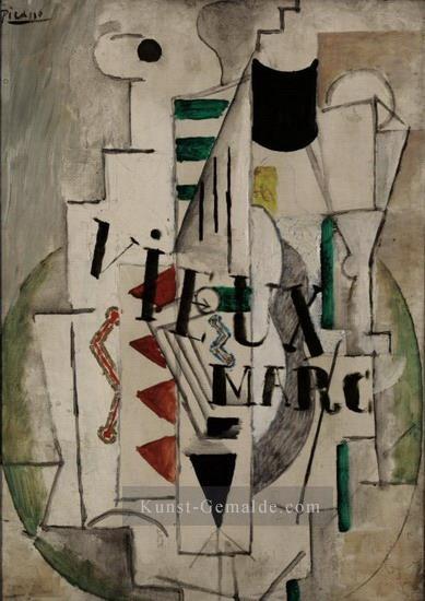 Guitare verre bouteille vieux marc 1912 kubismus Pablo Picasso Ölgemälde